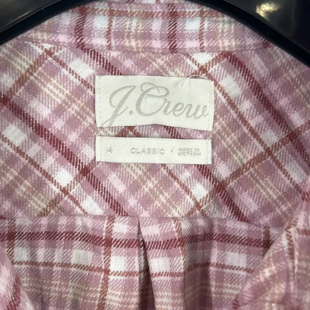 J. Crew classic fit flannel plaid shirt size 14